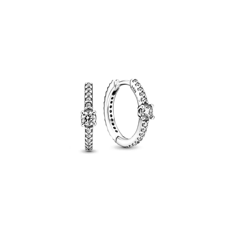 Hot Sell New 925 Silver hoop Moon Star Earrings White Stone Love Pendant DIY Jewelr additional angle