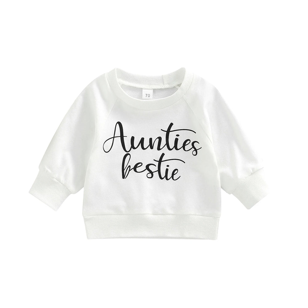 Baby Long Sleeve Letter Print Sweatshirt | Soft Cotton Blend Pullover for Girls close-up view