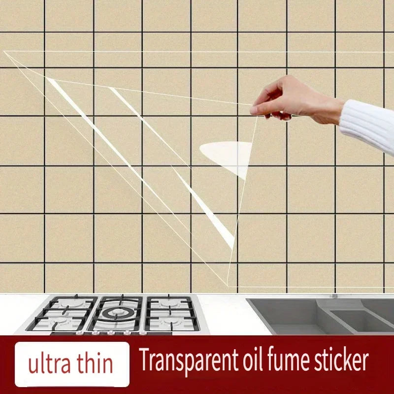 Plastic Electrostatic Wall Film | Waterproof, Oil-Proof Kitchen Tile Protector close-up view