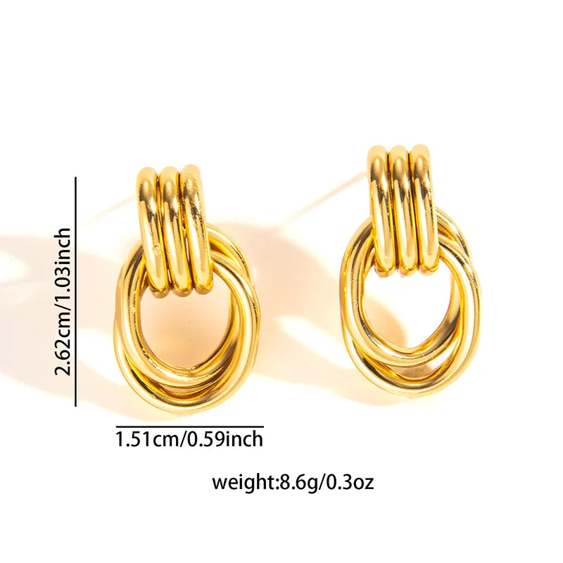 316L Stainless Steel Hoop Earrings for Men Women | Geometric Drop Earrings close-up view