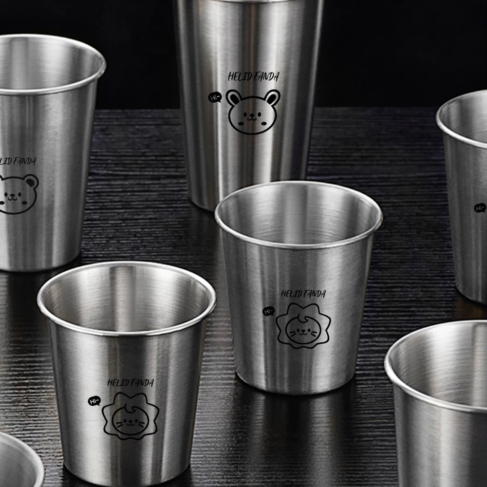 WORTHBUY 304 Stainless Steel Cup Stackable Metal Tumbler Cups Portable Durable Drinkin close-up view