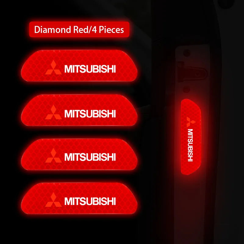 4Pcs Car Door Safety Warning Sticker Reflective Mark Decal | For Mitsubishi Lancer Ralli detail view