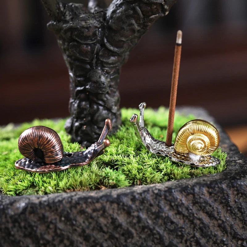 Dragon Turtle Incense Holder | Brass Alloy Incense Burner with Snail Sculpture lifestyle view