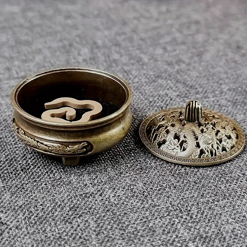 Mini Alloy Antique Three-legged Aromatherapy Stove | DIY Incense Burner for Tea Cerem lifestyle view
