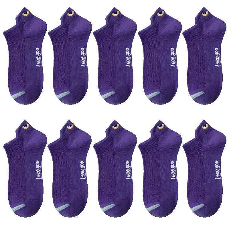 5/10 Pairs Man Short Socks Ankle Boat Socks Breathable Casual Athletic Socks Women Sum close-up view