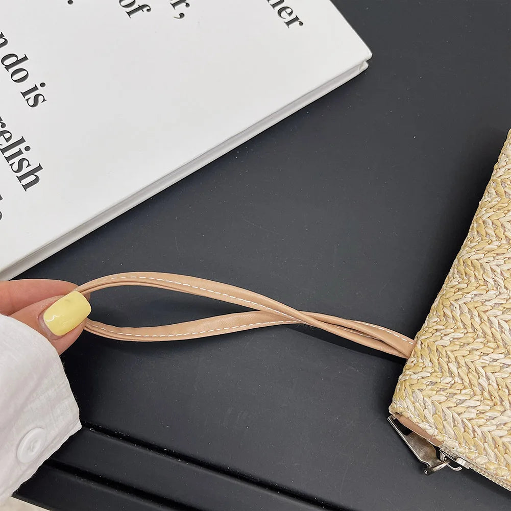 Bohemian Woven Clutch Wristlet Bag | Summer Beach Handbag for Women lifestyle view