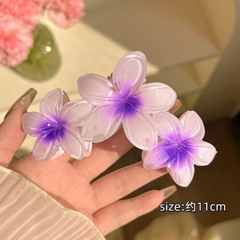 1/2pcs Fashion Gradient Egg Flower Hair Claws Clip For Women Sweet Acrylic Girls Hairpin detail view