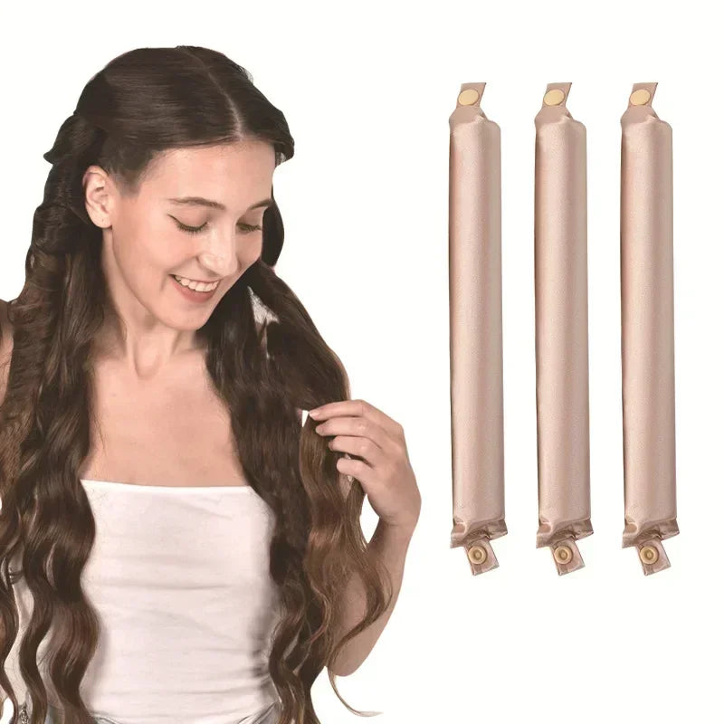 Satin Heatless Curling Rod Headband | No Heat Hair Curlers for Overnight Soft Curls lifestyle view
