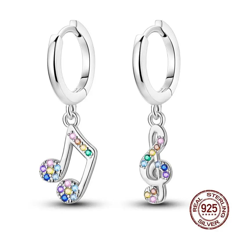 Luminous Shell Women Earrings Original 925 Sterling Silver Pave CZ Star Moon Hoop Earrings Engagement Wedding Jewelry