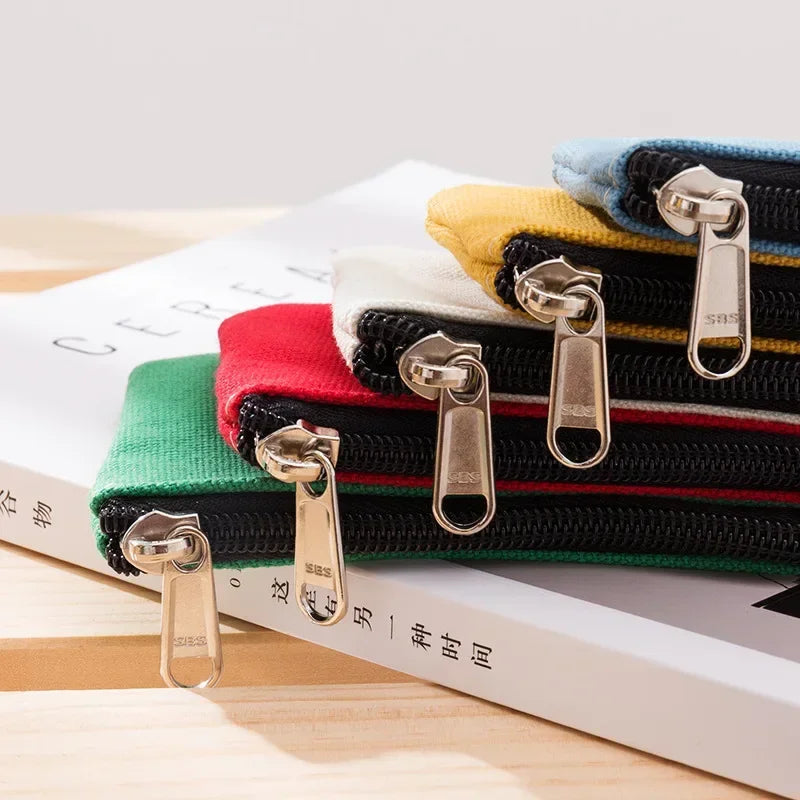 Solid Color Canvas Zipper Coin Purse | Mini Money Pouch for Women Men additional angle