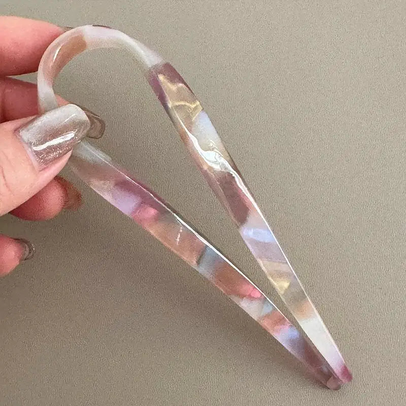 U-Shaped Hair Sticks Acetate Acrylic Hair Fork Hair Clips Fashion Bow Hairpin Geometric detail view