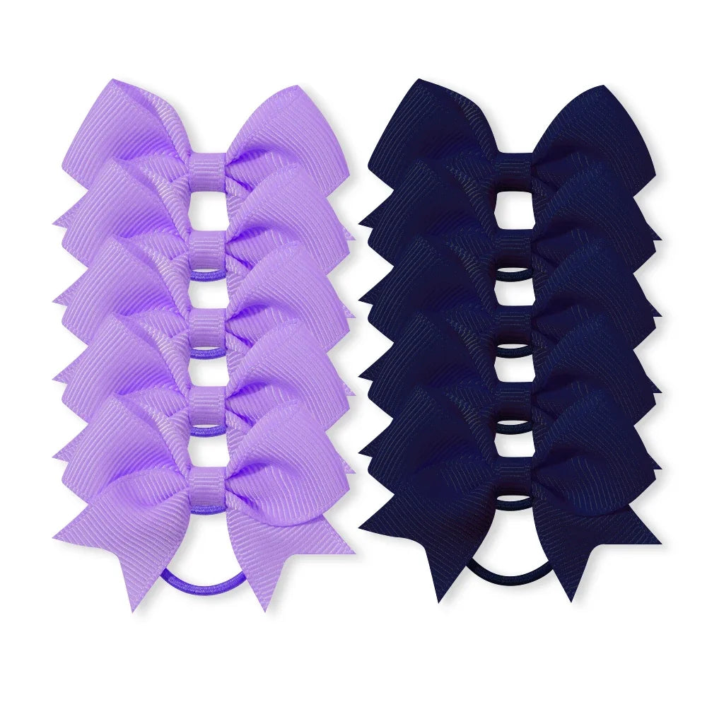 10Pcs/lot Grosgrain Ribbon Pigtail Hair Bows Elastic Hair Ties Hair Bands Holders Girls detail view