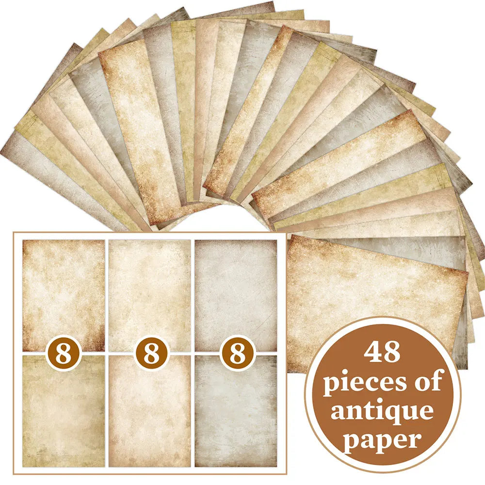 48 Sheets Vintage Scrapbook Paper Set | A4 Retro Junk Journal Collage Supplies detail view