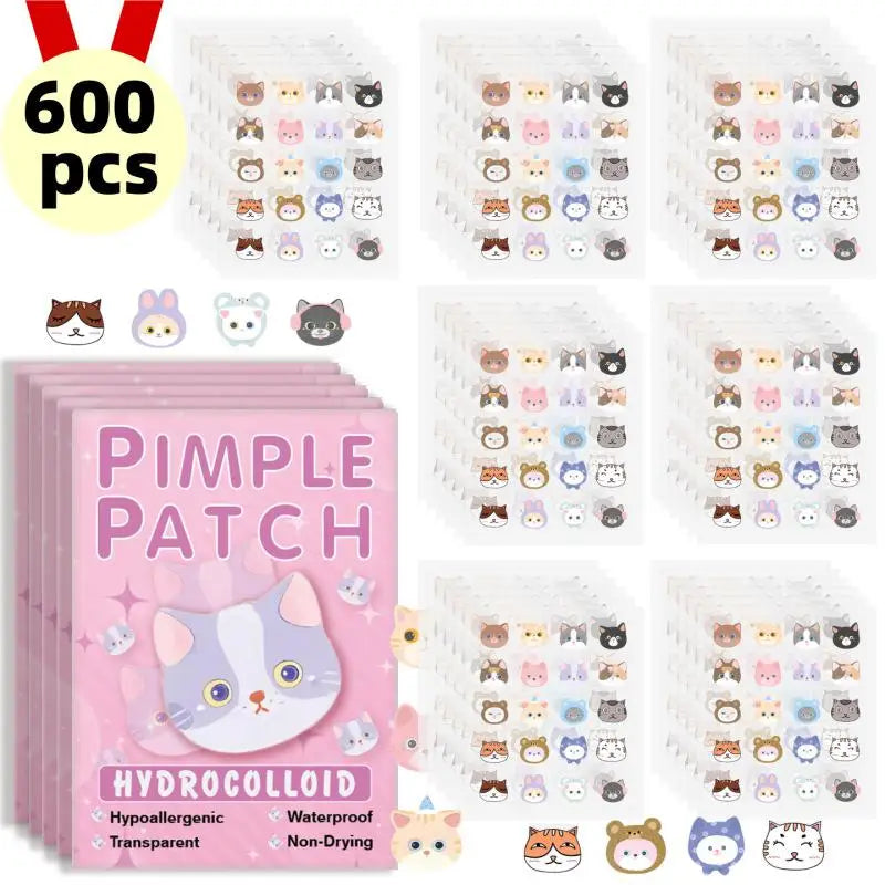 600 Pcs Cat Shaped Acne Patches | Hydrocolloid Pimple Stickers with Cute Design detail view