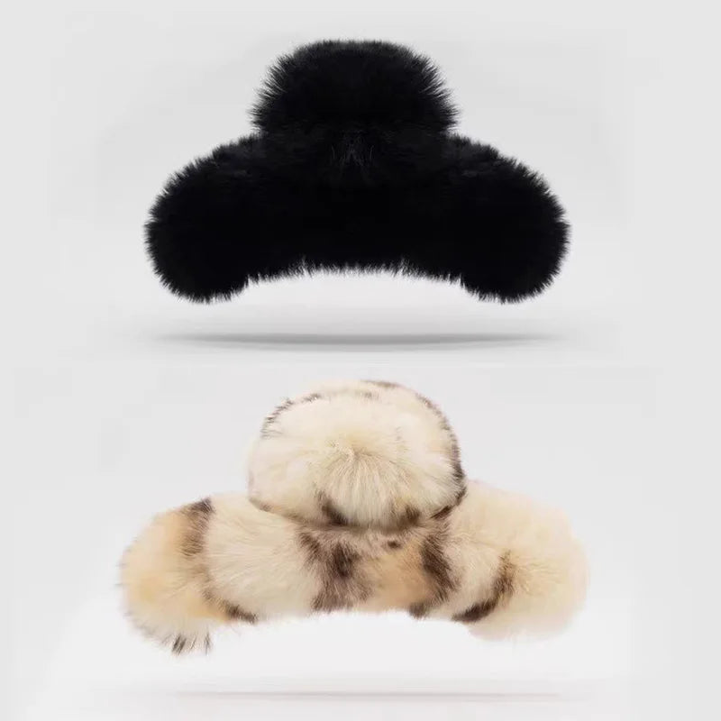 Plush Hair Clip, Cotton, 2 Pcs