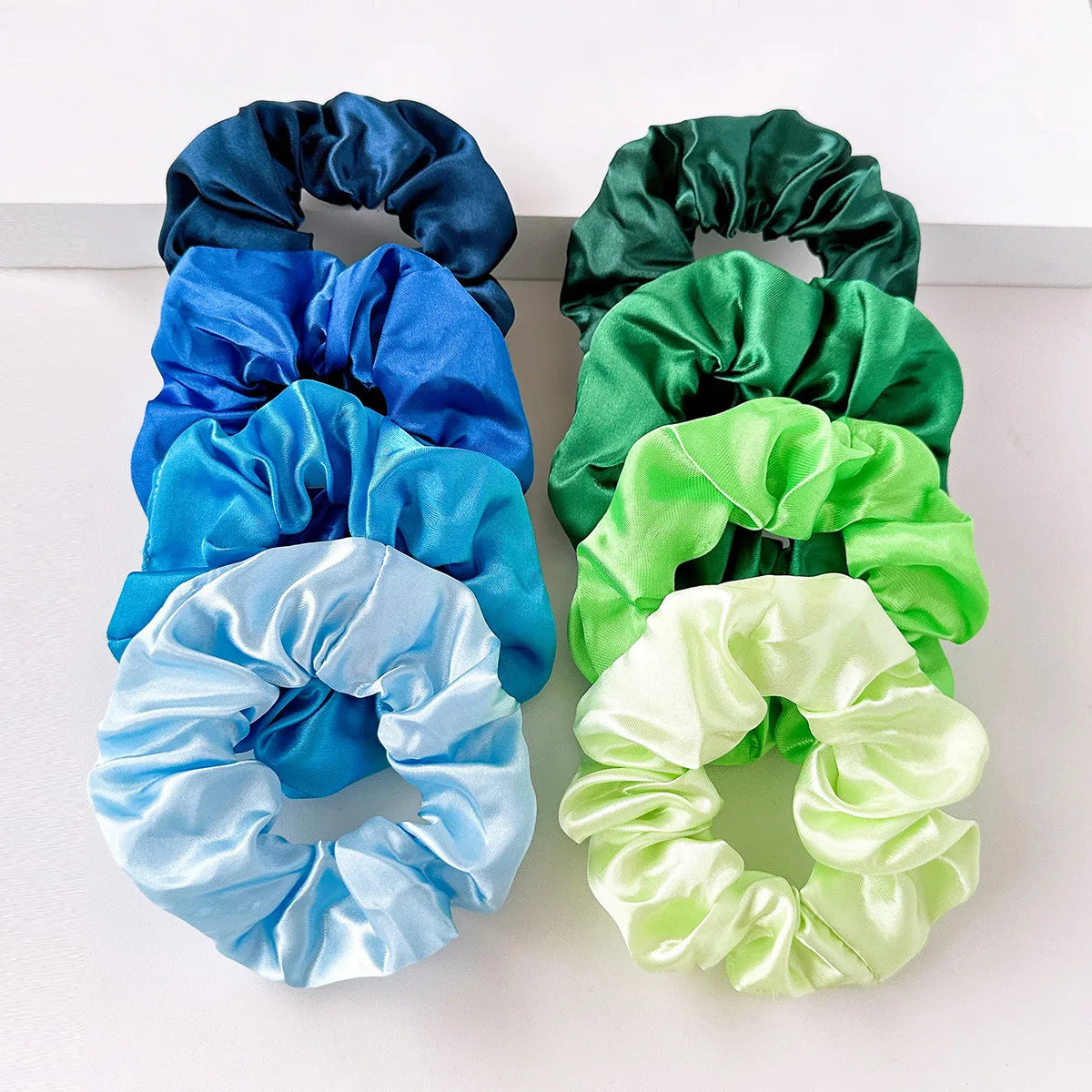 8Pcs/set Bright Color Silk Hair Scrunchies Women Y2K Solid Color Elastic Hair Bands Pony detail view