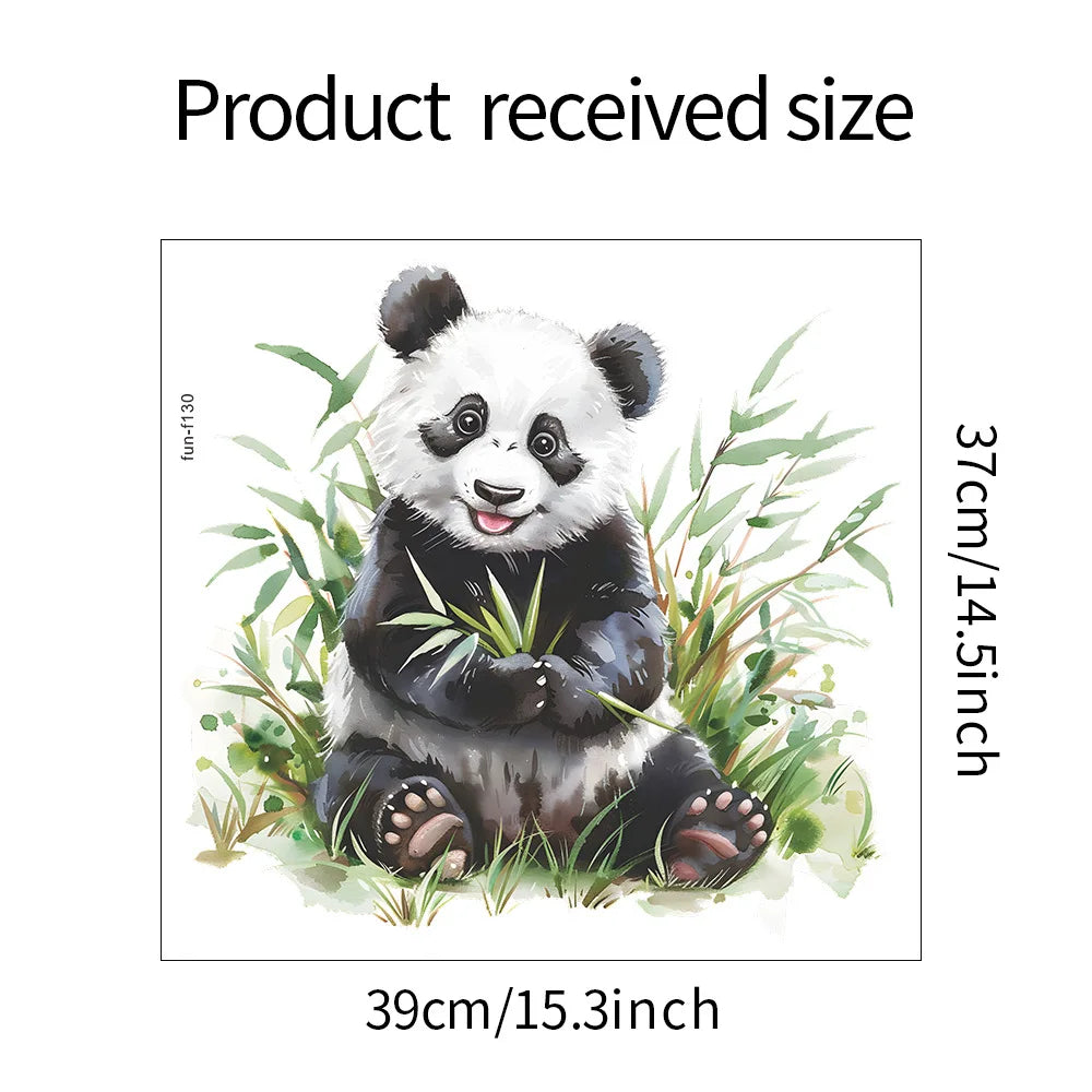 Panda Wall Decal for Kids Room | Cute Bamboo Eating Animal Sticker alternate view