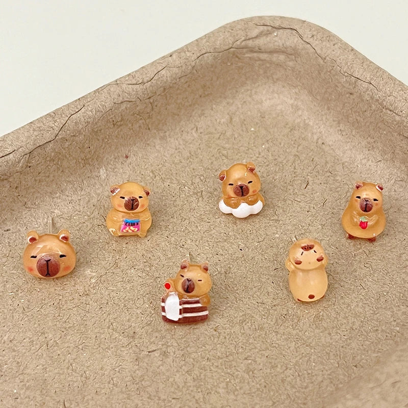 Kawaii 6Pairs Capybara Earrings Set, Cute Cartoon Fashion Accessory for Women and Gir alternate view