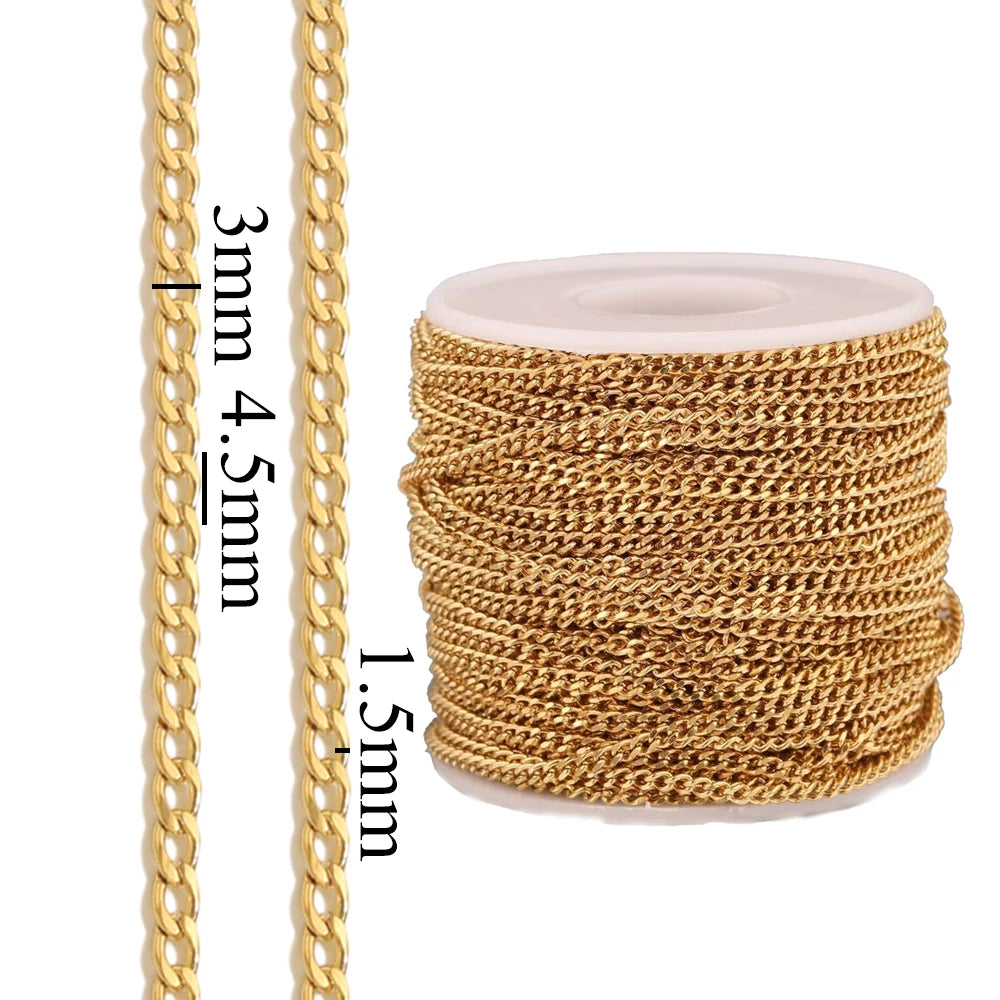 1 Meter Stainless Steel Chain Gold Silver DIY Jewelry Making Chain Necklace Bracelet alternate view
