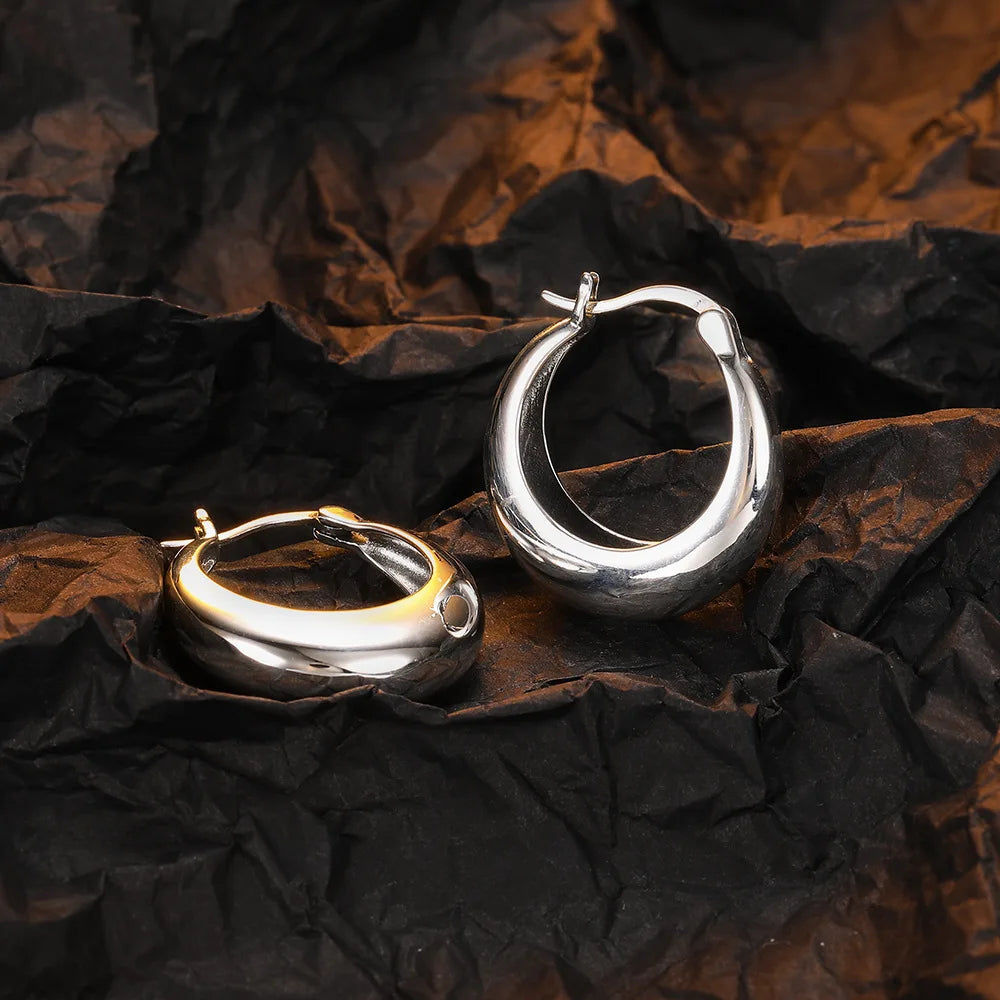 LiHong Real 925 Sterling Silver Smooth Vintage Earring High-quality U Shape Hoop Earri close-up view