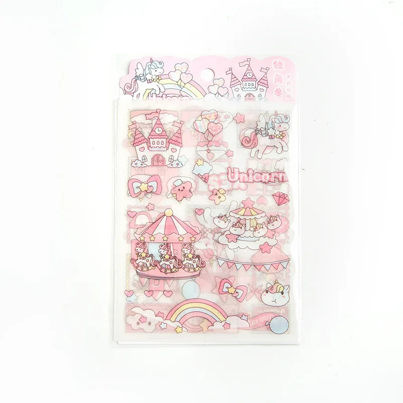 Cute Pink PET Sticker Pack for Scrapbooking and Journaling | 4 Sheets Kawaii Decorati lifestyle view