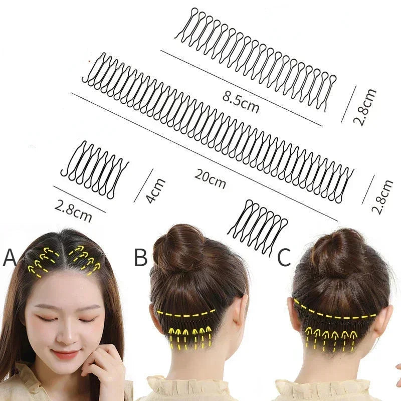 Invisible Broken Hair Hairpin Women Tiara Style Tools Roll Curve Needle Bangs Fixed Insert Comb Professional Styling Accessories