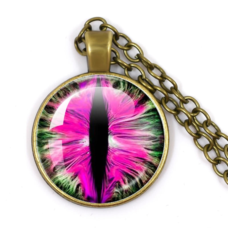Fashion Evil Eye Pendant Necklace | Trendy Glass Cabochon Jewelry Gift close-up view