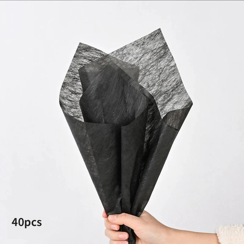 40pcs Milk Cotton Tissue Paper for Flower Wrapping | DIY Bouquet Craft Supplies close-up view