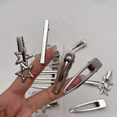 Sliver Metal Hair Clips Women Girls Y2K Duckbill Hairpin Personality Bangs Side Headwear Barrettes Hairclip Hair Accessories