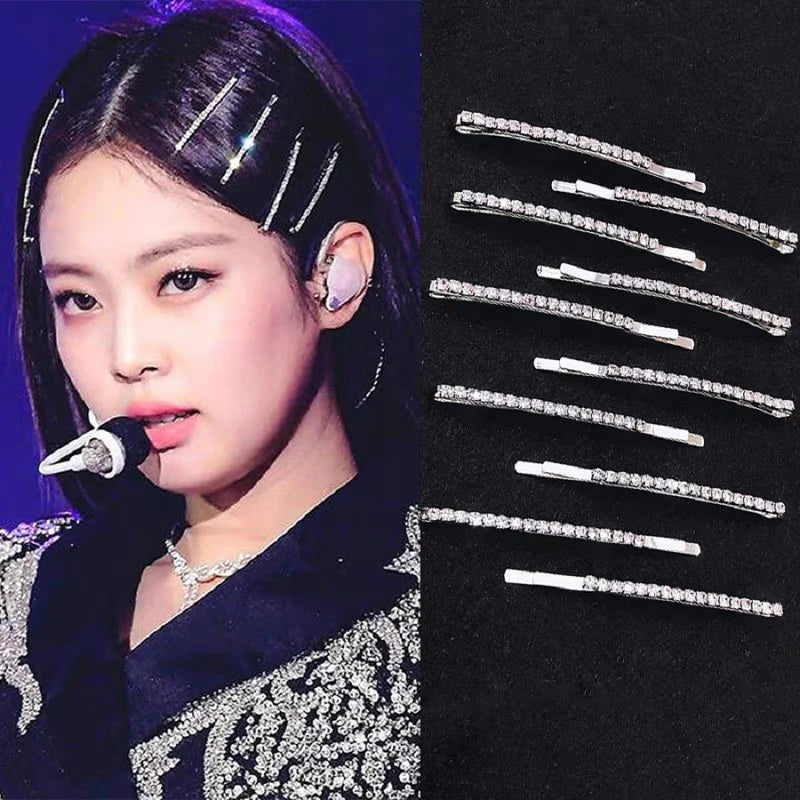 Bling Crystal Hair Clips Set Rhinestone Flowers Barrettes Side Pin Sweet Elegant Bobby Pins Hairpin