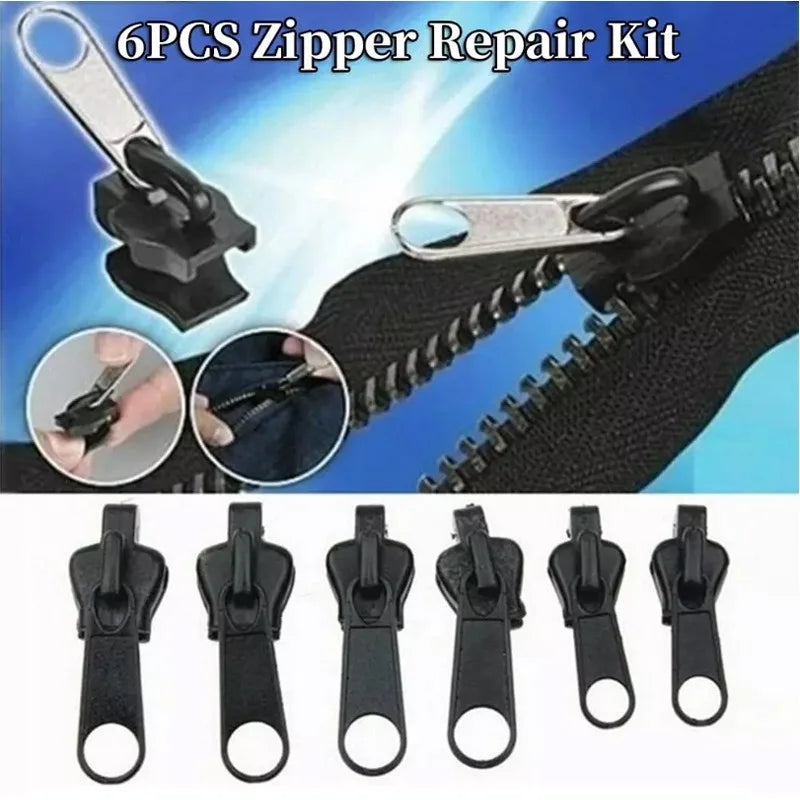 6Pcs Black Instant Fix Repair Kit Replacement Zip Slider Teeth Design Arts Crafts detail view