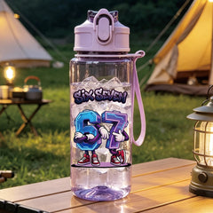 1 Piece 500ml (17 fl oz) 67 Printed Straw Cup, Summer Water Bottle, BPA Free, Portable S detail view