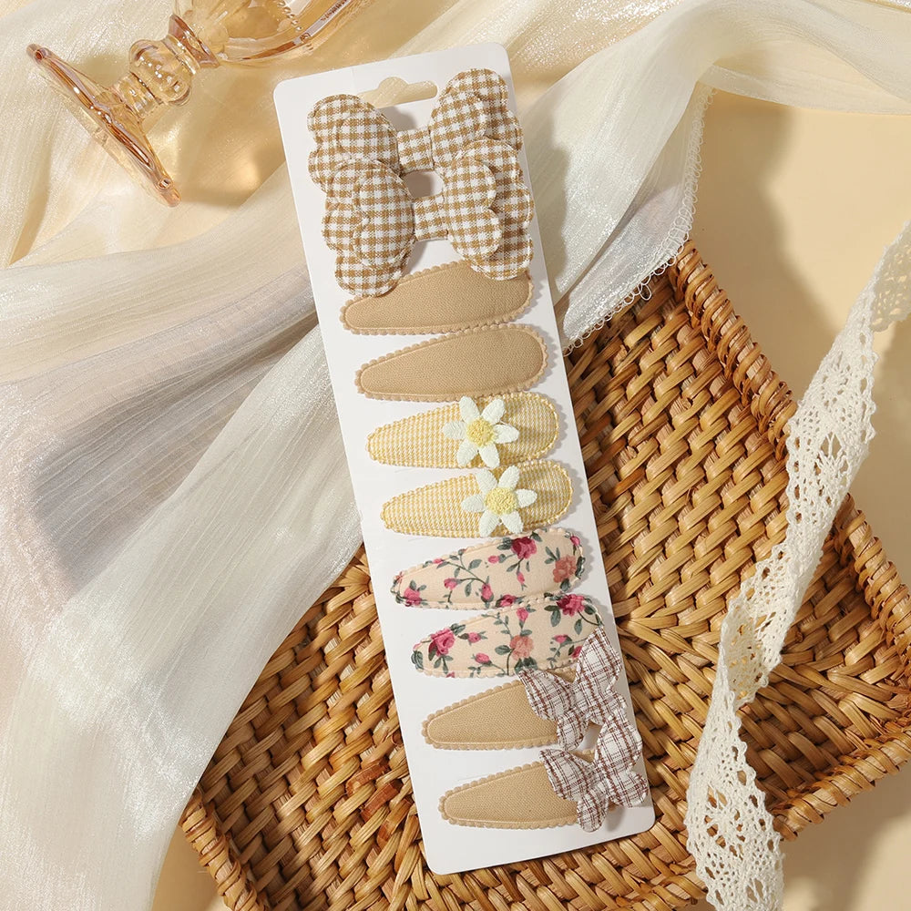10PCS/Set New Fabric BB Hair Clip Children's Girls' Teenagers' Side Bangs Clip Girls' Party Daily Decoration Hair Accessories