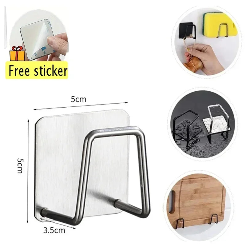 Steel Sink Sponges Drain Drying Rack Self Adhesive Storage Holder Wall Hooks Kitchen alternate view