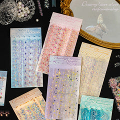 Mr.Paper 20Pcs/Pack Starlight Series Laser Silver PET Long Strip Stickers Holographic Star Decor for