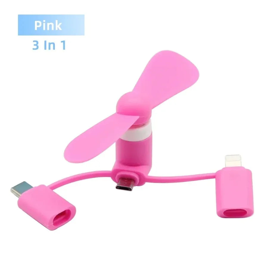 3 in 1 Universal Fan Mini Cooling Accessories USB Phone Cooler For iPhone 17-12 Sam additional angle