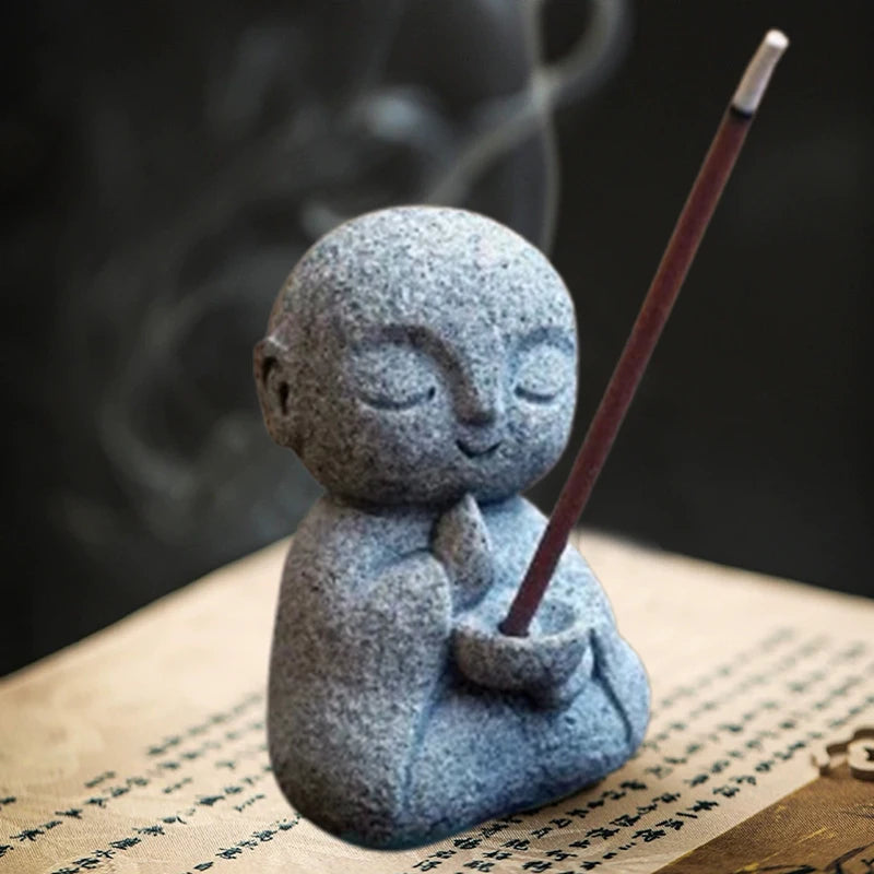 Jizo Monk Incense Holder | Zen Aromatherapy Decor lifestyle view