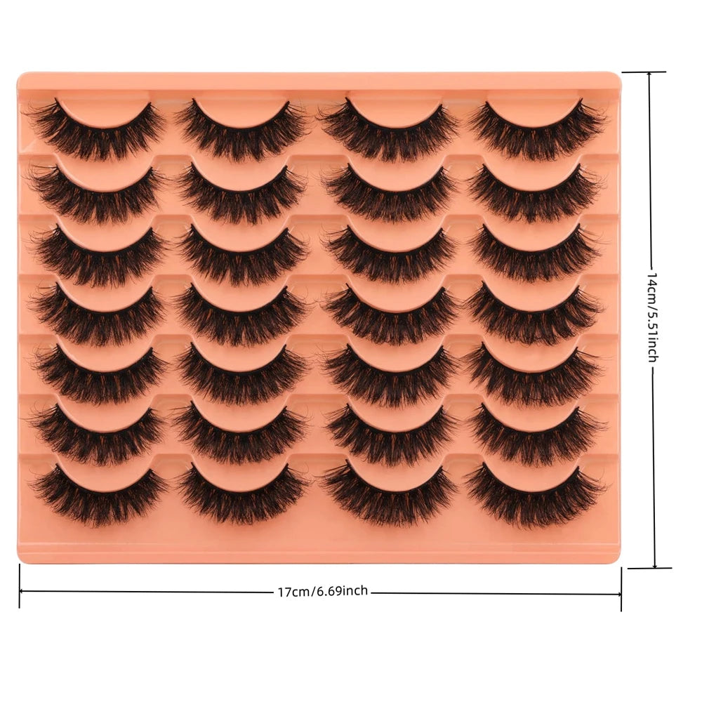 14 Pairs Russian Strip Lashes | DIY Fluffy Faux Mink Eyelash Set close-up view