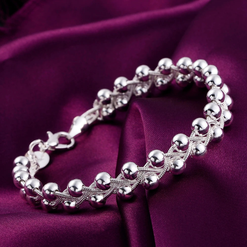 925 Sterling silver Bracelet Beautiful Braided beads chain for woman fashion fine jewelr detail view