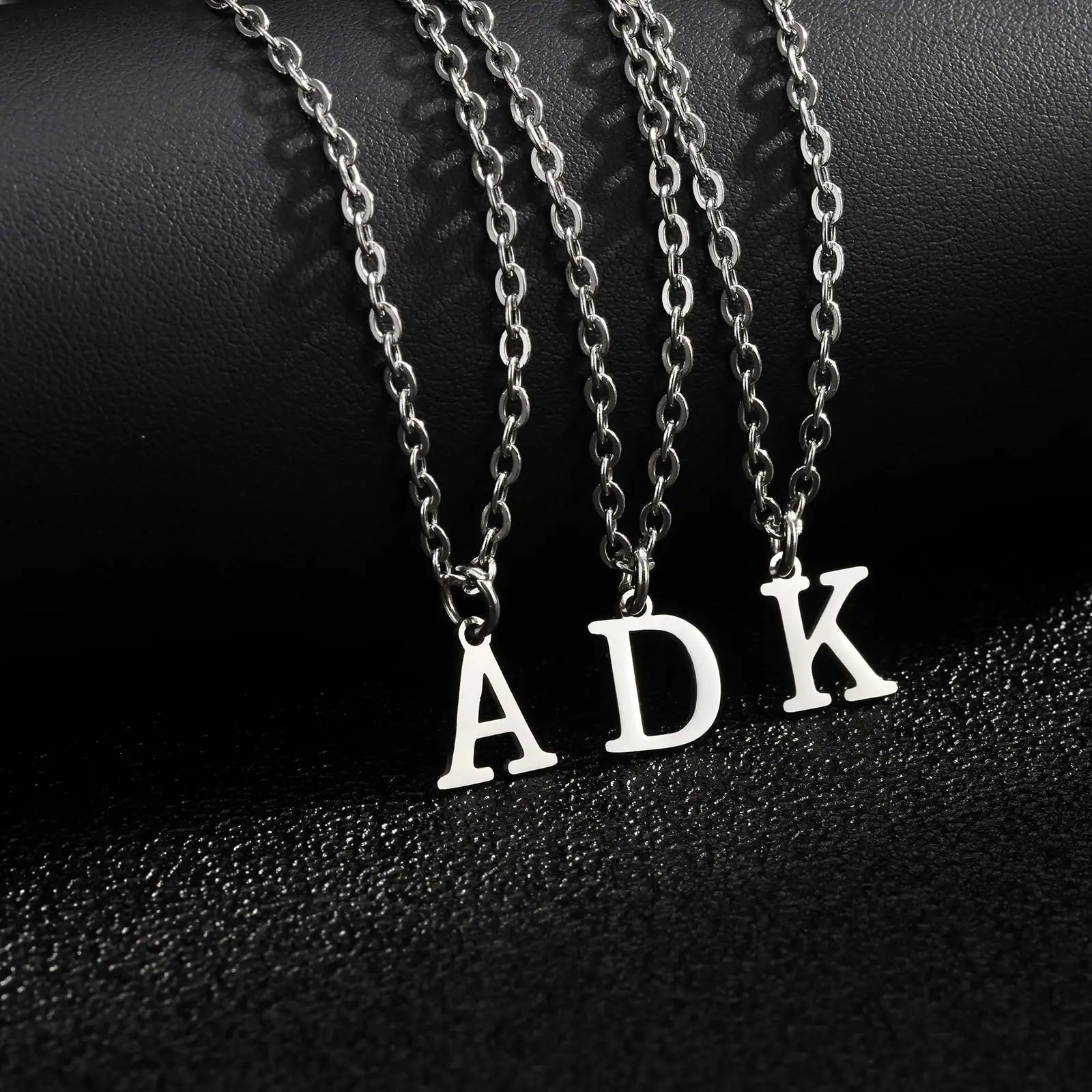 26 Letters A-Z Initial Pendant Necklaces for Women,Alphabet Pendant Rolo Chain Necklace, detail view