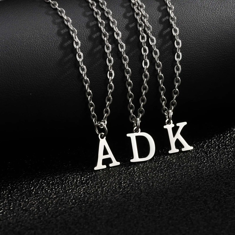 26 Letters A-Z Initial Pendant Necklaces for Women,Alphabet Pendant Rolo Chain Necklace, detail view