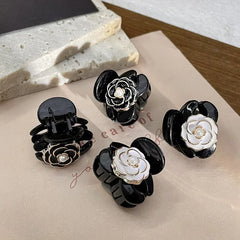 Elegant Temperament Camellia Hair Clip Princess Side Clip Mini  Hair Claws Women Girls Fashion Bangs Clips Hairpins Black Flower