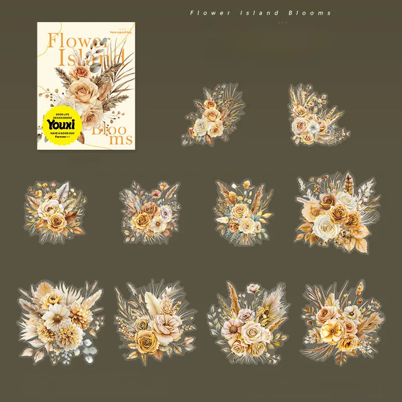 20 PET Flower Stickers for Scrapbooking | Transparent Adhesive Decorative Set alternate view