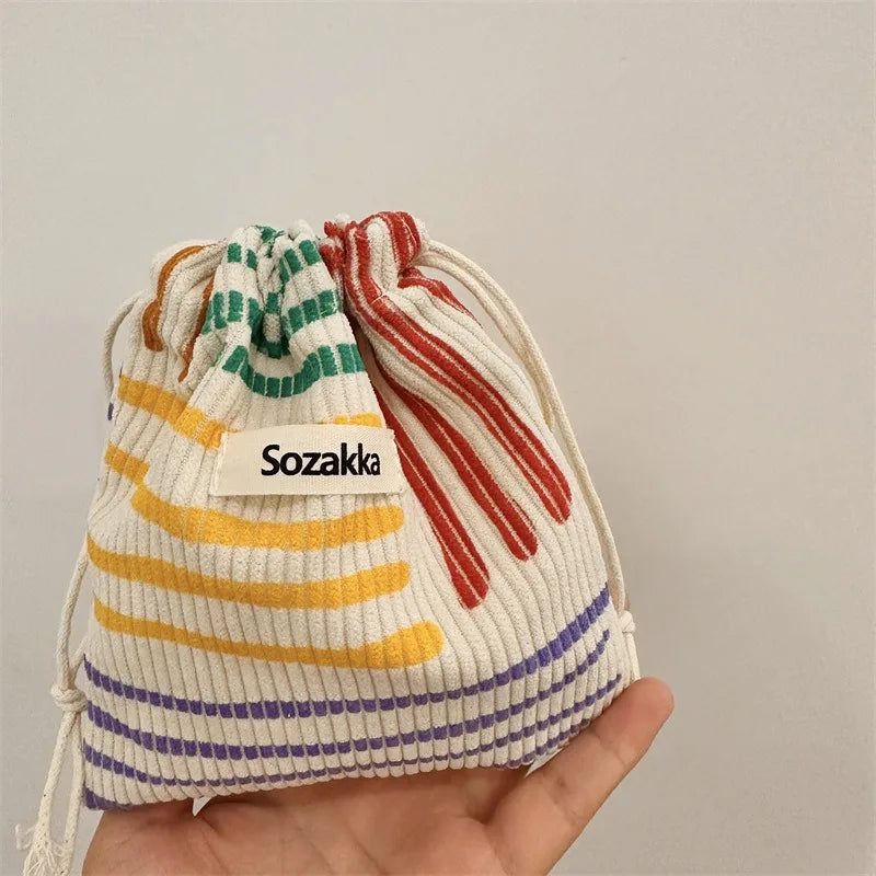 Corduroy Drawstring Pouch | Versatile Storage Bag for Jewelry, Cosmetics, and Small E alternate view