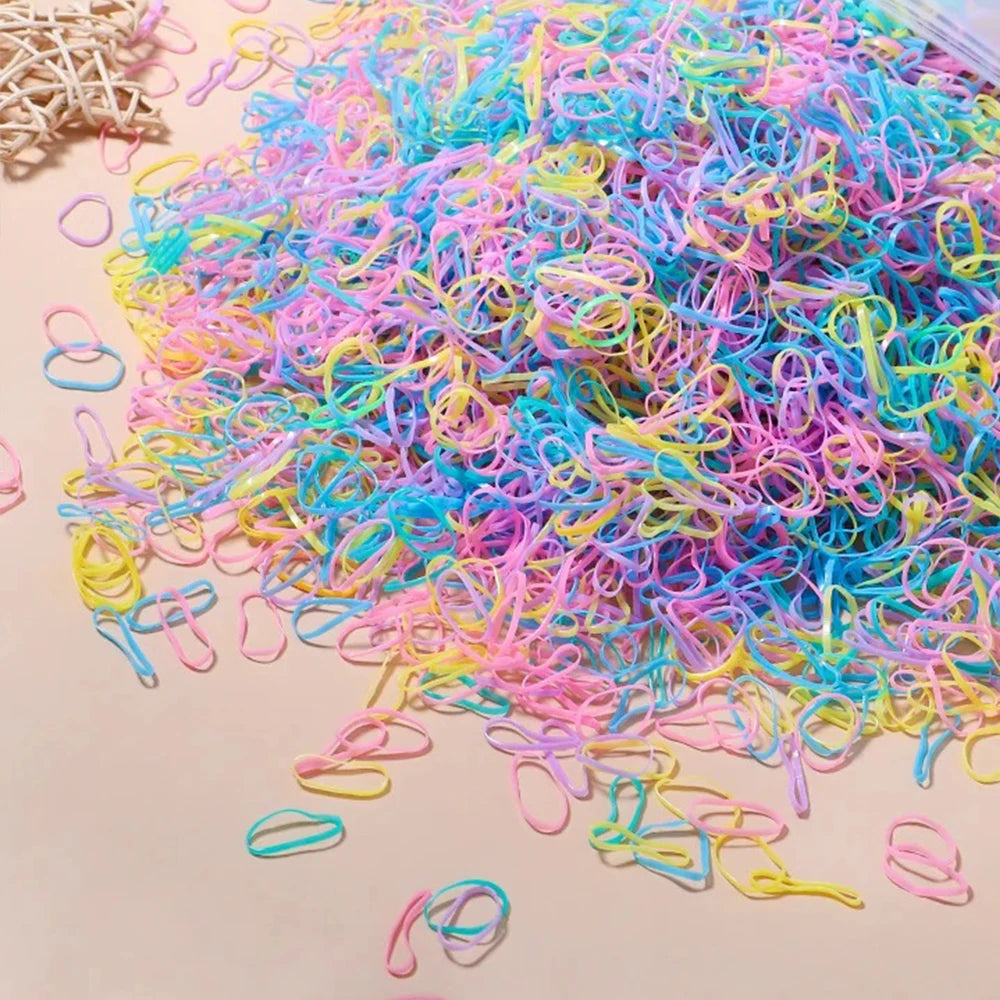 500/1000/2000pcs Girls Colourful Disposable Rubber Band Hair Ties Headband Children P alternate view