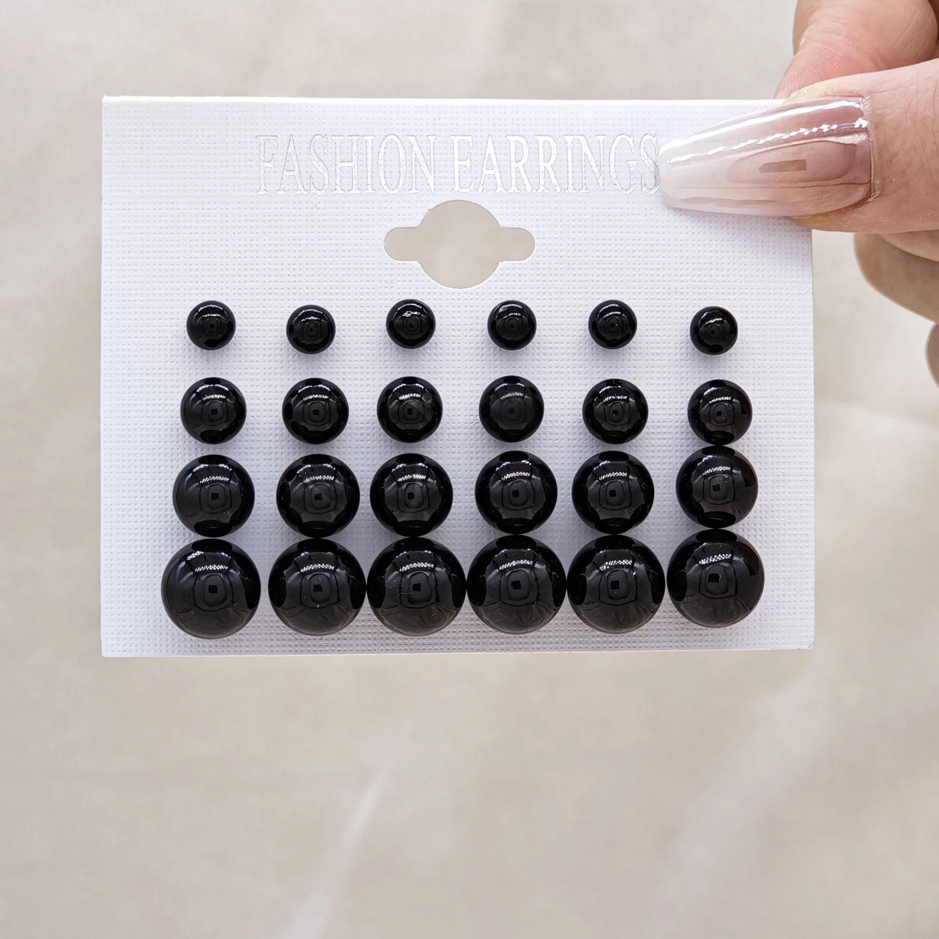 Imitation Pearl Stud Earrings Set, 12 Pairs close-up view