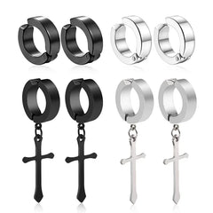 1/6 pairs No Piercing Earrings Titanium Steel Clip-on Fake Earring Round Ear Clip For Women Men Punk