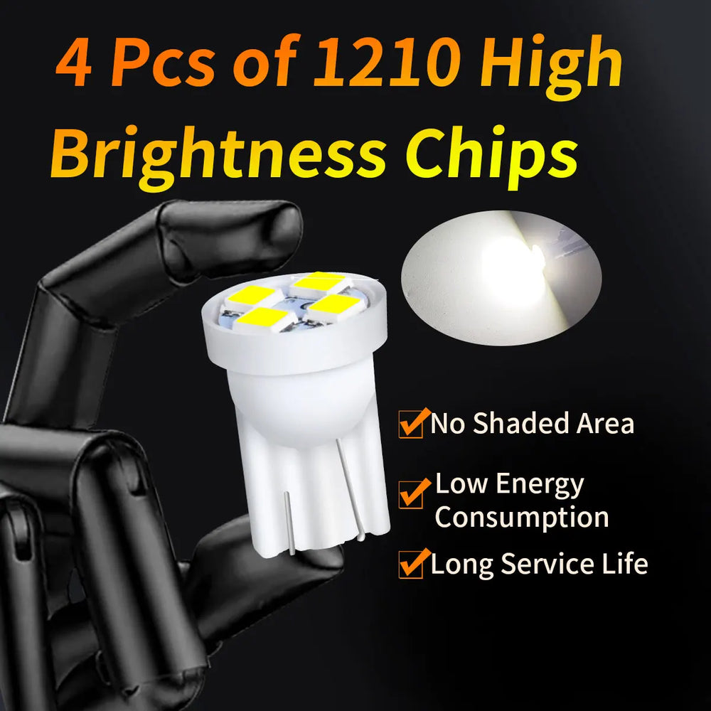 10Pcs T10 4SMD 1210 Blue LED Car Light Bulbs | High Brightness Plug and Play detail view