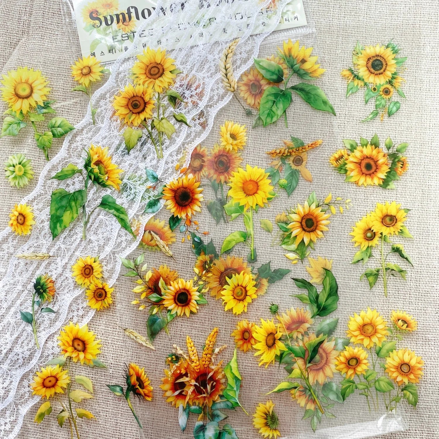 Transparent Flower Stickers Set | 6 Sheets PET Stickers for Scrapbook and Junk Jour additional angle