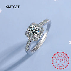 100% Moissanite Rings 1CT 2CT 3CT Brilliant Diamond Halo Engagement Rings For Women Gi close-up view